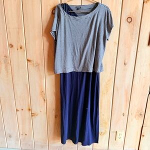 J. Jill Navy and White Striped WearEver Top